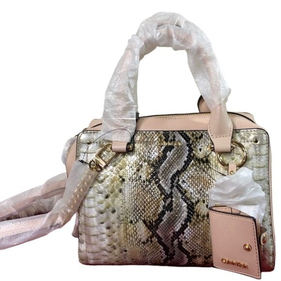 Calvin Klein Animal Print Liquid Python Multi-tone Satchel - Picture 1 of 9